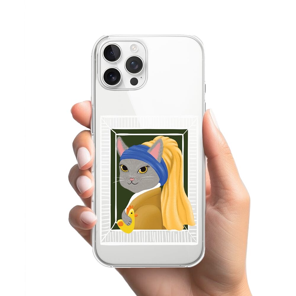 Etui do iPhone 12 Pro przeźroczyste, silikonowe Flexi, kotek z kurczakiem - obrazek 2