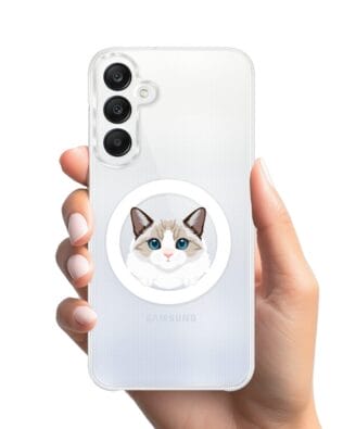 Etui do Samsung Galaxy A25 5G z MagSafe przeźroczyste, silikonowe Flexi, kot birmański