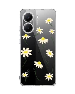 Etui do Xiaomi POCO X7 Pro przeźroczyste, silikonowe Flexi, stokrotki