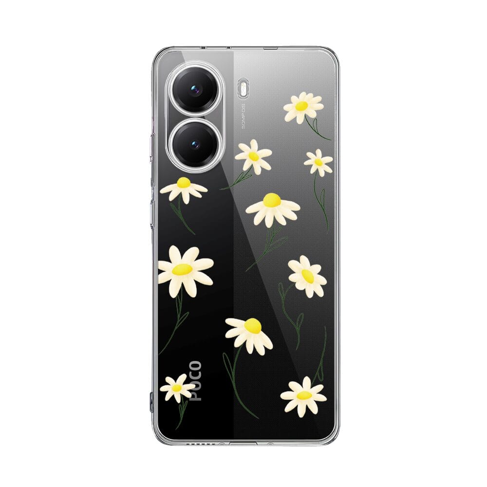 Etui do Xiaomi POCO X7 Pro przeźroczyste, silikonowe Flexi, stokrotki