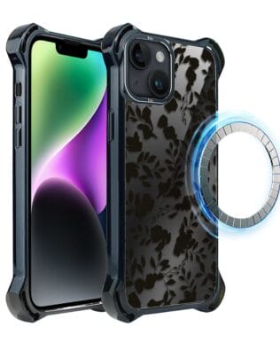 Etui do iPhone 14 IBIZU DropGuard Ultra z MagSafe, Midnight, Cienie liści