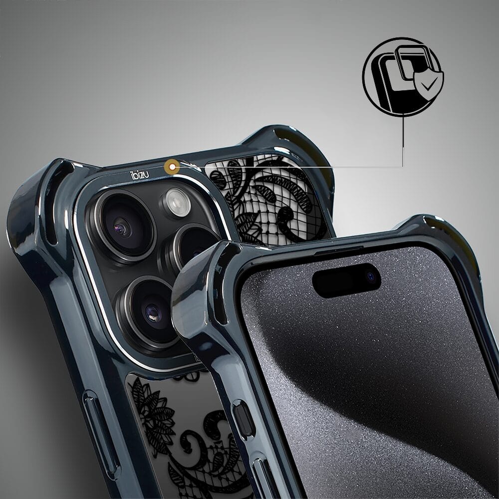 Etui do iPhone 15 Pro Max IBIZU DropGuard Ultra z MagSafe, Midnight, Koronkowa czerń - obrazek 3