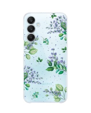 Etui do Samsung  Galaxy M35 5G przeźroczyste, silikonowe Flexi, fioletowe kwiatki