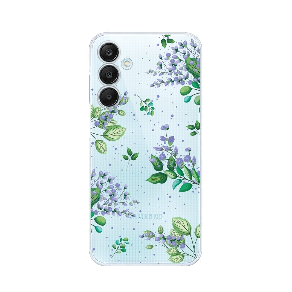 Etui do Samsung Galaxy M35 5G przeźroczyste, silikonowe Flexi, fioletowe kwiatki