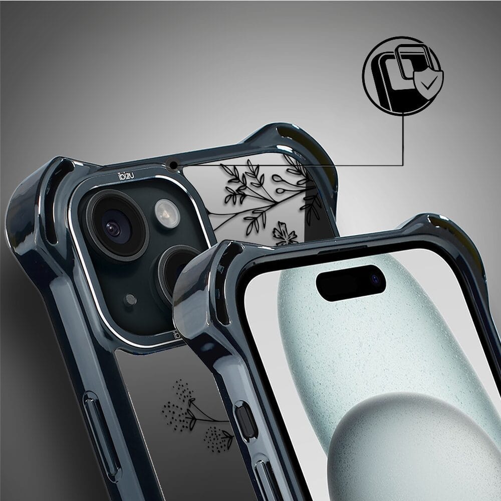 Etui do iPhone 15 IBIZU DropGuard Ultra z MagSafe, Midnight, Dotyk kwiatów - obrazek 3