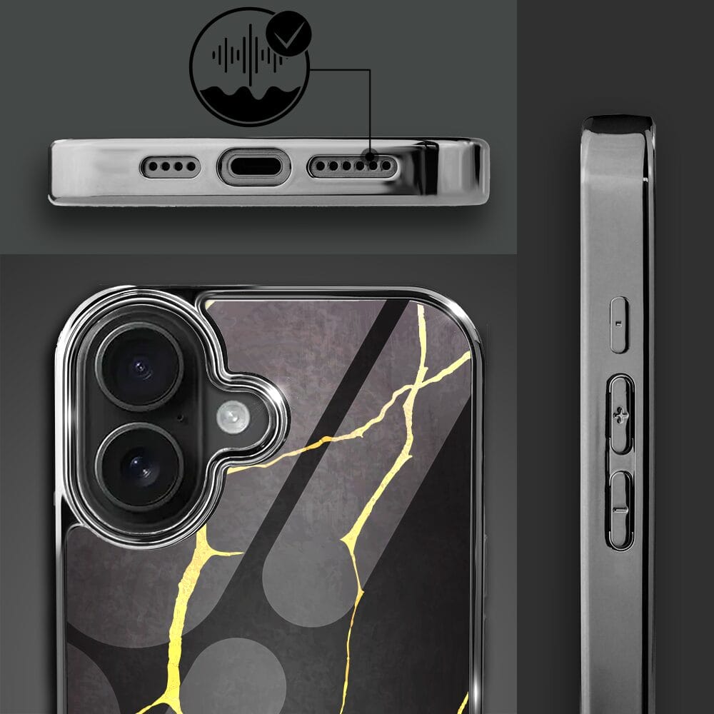 Etui do iPhone 16 IBIZU Elite Glass z MagSafe, Kintsugi, czarna porcelana, czarne - obrazek 7