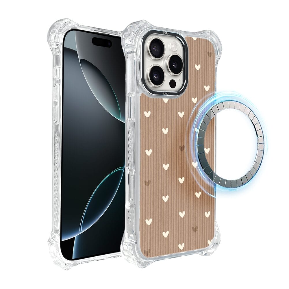 Etui do iPhone 16 Pro Max IBIZU DropGuard Ultra z MagSafe, Boho, Pudrowe serca