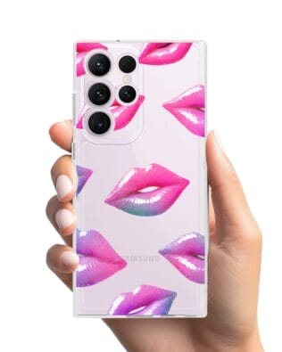 Etui do Samsung Galaxy S23 Ultra przeźroczyste, silikonowe Flexi, hologramowe usta