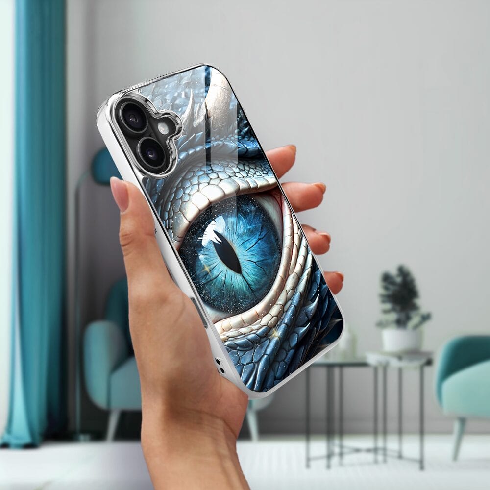 Etui do iPhone 16 IBIZU Elite Glass z MagSafe Magia Azji oko lodowego smoka, srebrne - obrazek 6