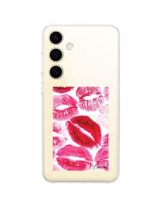 Etui do Samsung Galaxy S24 przeźroczyste, silikonowe Flexi, pocałunki z napisem „love”
