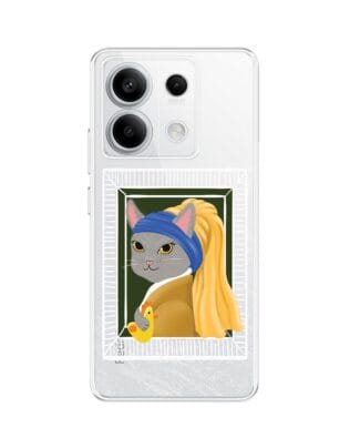 Etui do Xiaomi Redmi Note 13 Pro 5G przeźroczyste, silikonowe Flexi, kotek z kurczakiem