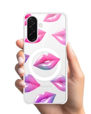 Etui do Samsung Galaxy A26 5G z MagSafe przeźroczyste, silikonowe Flexi, hologramowe usta