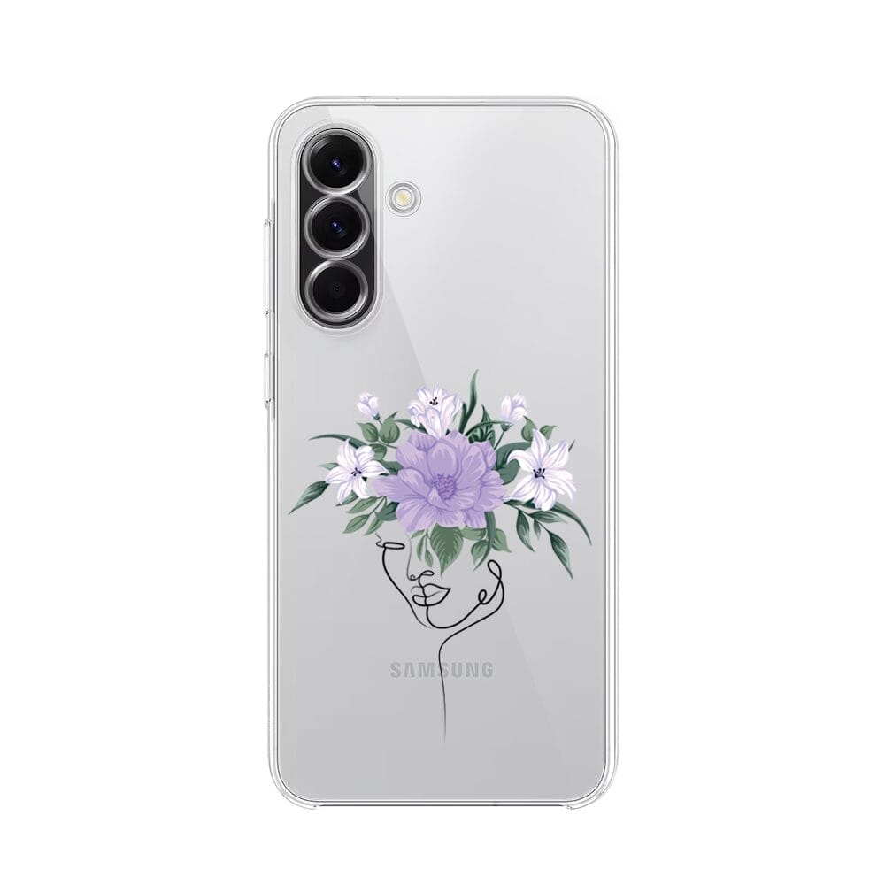 Etui do Samsung Galaxy A56 5G przeźroczyste, silikonowe Flexi, kobieta z kwiatami
