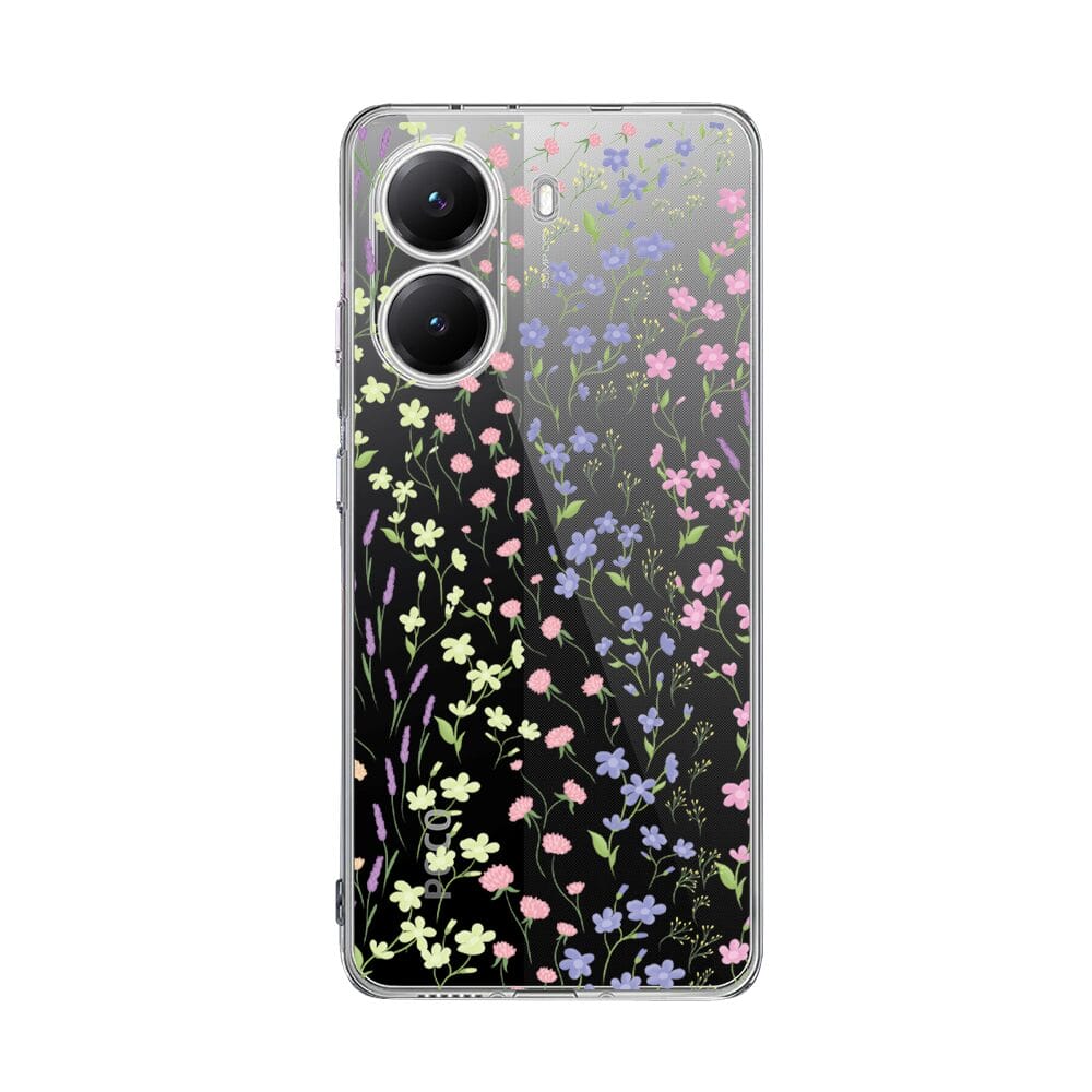 Etui do Xiaomi POCO X7 Pro przeźroczyste, silikonowe Flexi, kwiaty polne