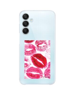 Etui do Samsung Galaxy M35 5G przeźroczyste, silikonowe Flexi, pocałunki z napisem „love”