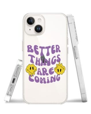 Etui do iPhone 13 Mini przeźroczyste, silikonowe Flexi, Better Things Are Coming
