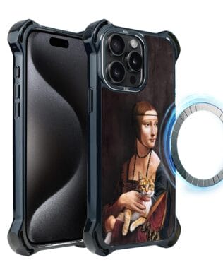 Etui iPhone 15 Pro IBIZU DropGuard Ultra z MagSafe, Leonardo Da Vinci, dama z kotem