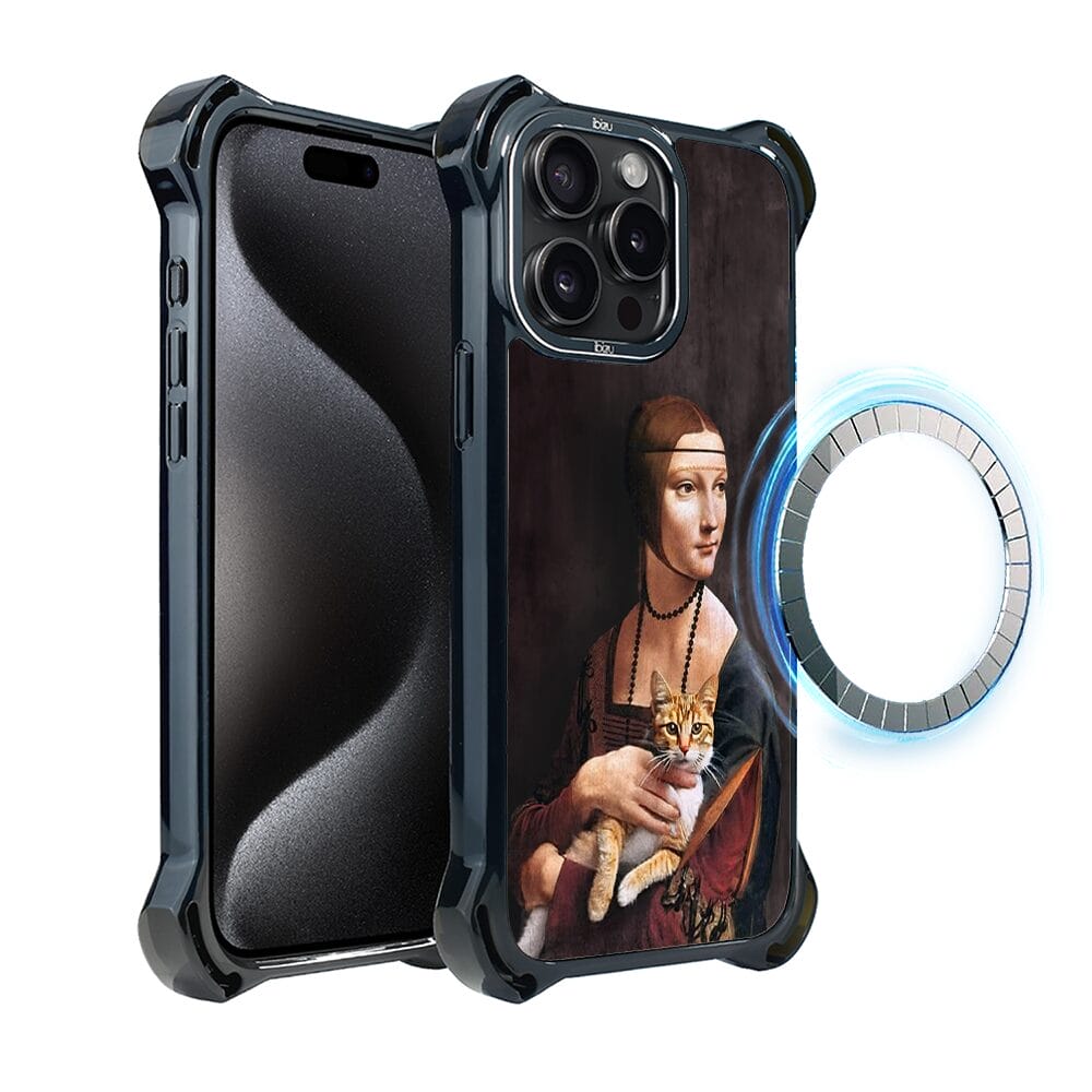 Etui do iPhone 15 Pro IBIZU DropGuard Ultra z MagSafe, Leonardo Da Vinci, dama z kotem