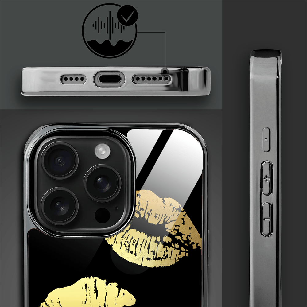 Etui do iPhone 16 Pro IBIZU Elite Glass z MagSafe Golden Midnight, Usta, czarne - obrazek 3