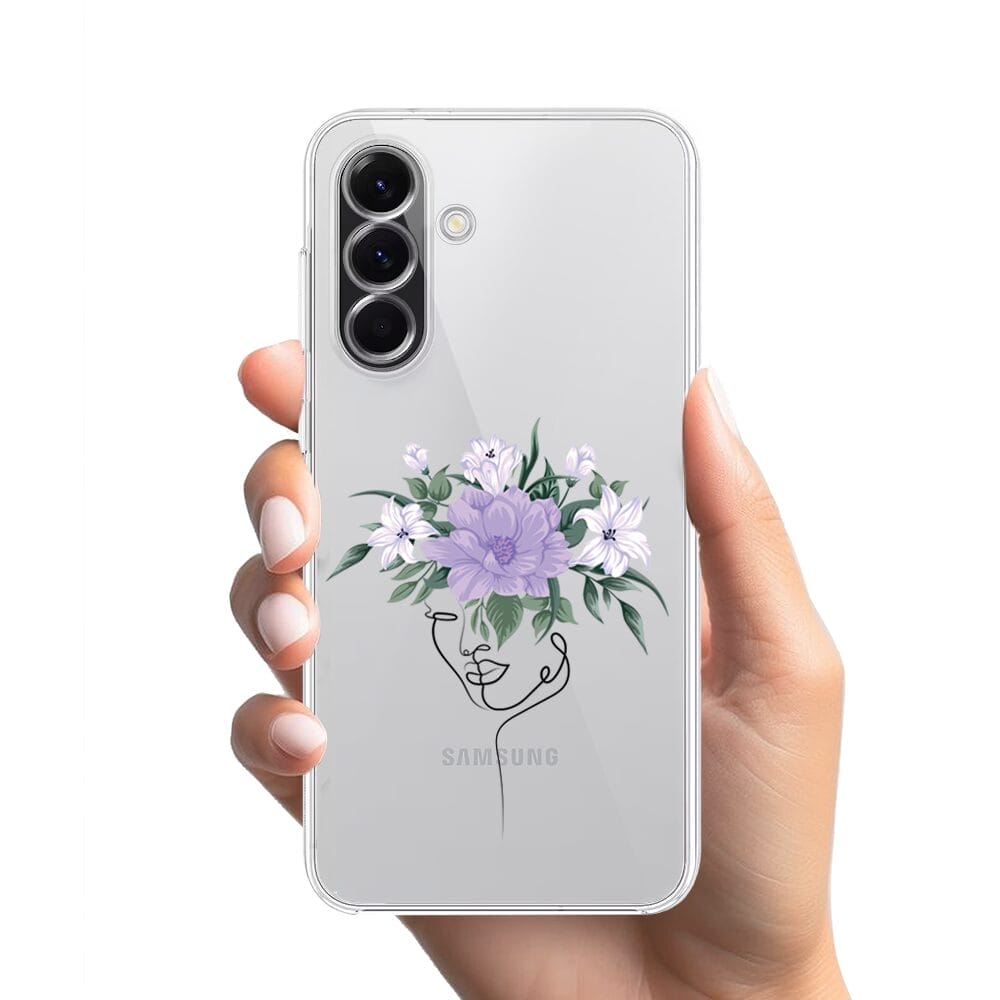 Etui do Samsung Galaxy A56 5G przeźroczyste, silikonowe Flexi, kobieta z kwiatami - obrazek 2