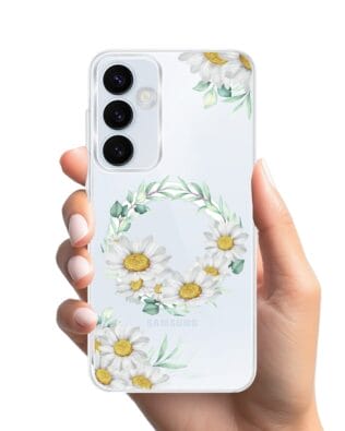 Etui do Samsung Galaxy A55 5G z MagSafe przeźroczyste, silikonowe Flexi, wianek stokrotek