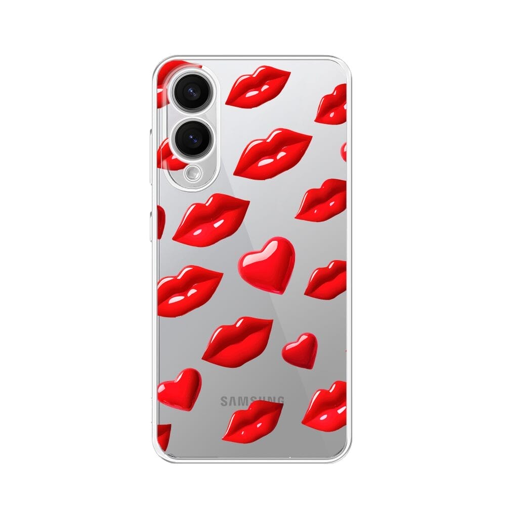 Etui do Samsung Galaxy S25 Edge przeźroczyste, silikonowe Flexi, czerwone usta