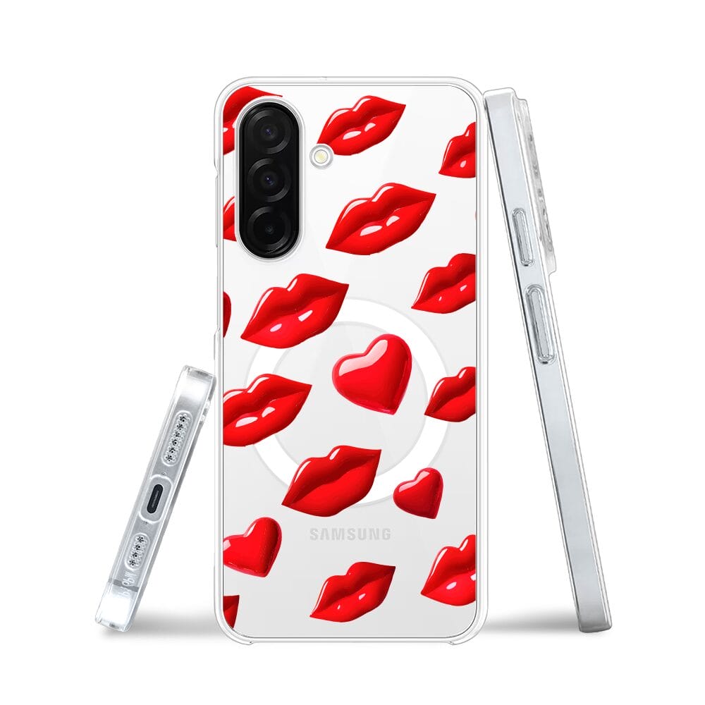 Etui do Samsung Galaxy A26 5G z MagSafe przeźroczyste, silikonowe Flexi, czerwone usta - obrazek 3