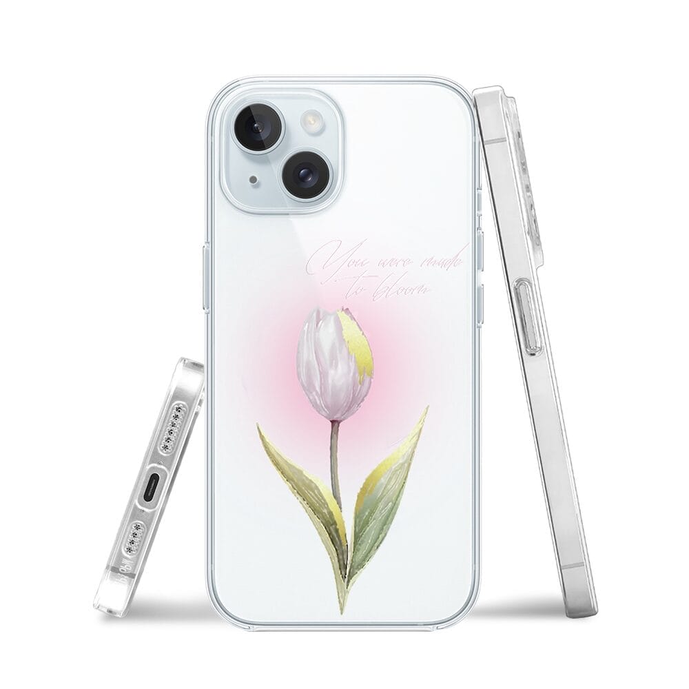 Etui do iPhone 15 Plus przeźroczyste, silikonowe Flexi, kwiaty, tulipan - obrazek 3