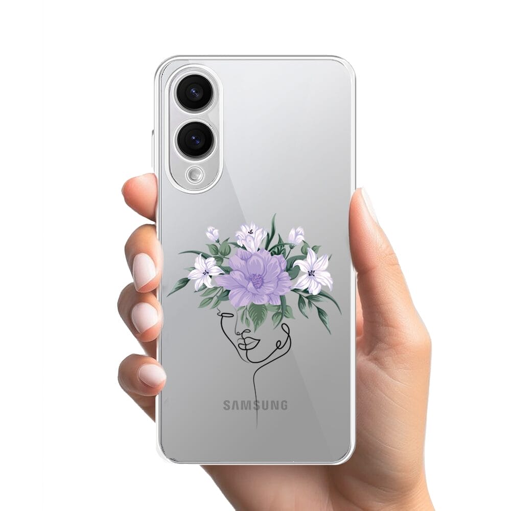 Etui do Samsung Galaxy S25 Edge przeźroczyste, silikonowe Flexi, kobieta z kwiatami - obrazek 2