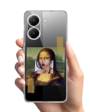 Etui do Xiaomi POCO X7 Pro przeźroczyste, silikonowe Flexi, Mona Lisa z lizakiem