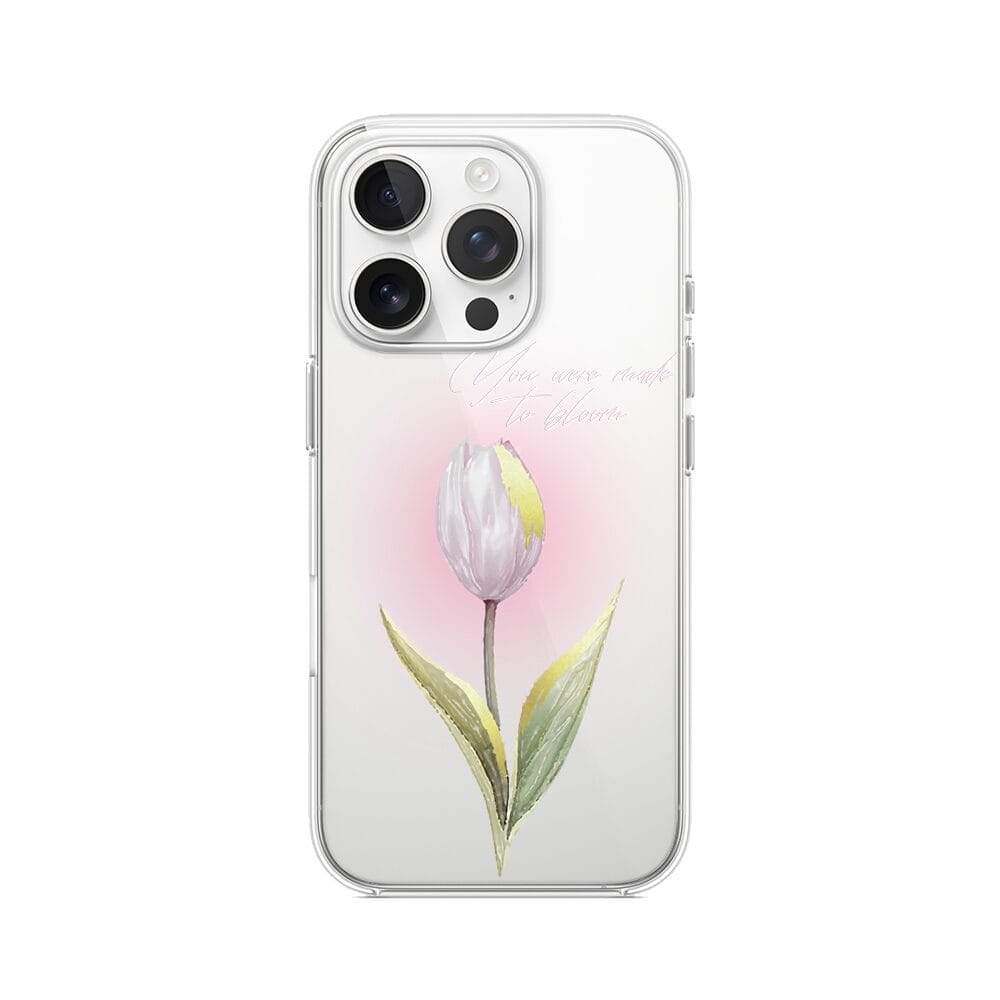 Etui do iPhone 13 Pro przeźroczyste, silikonowe Flexi, kwiaty, tulipan