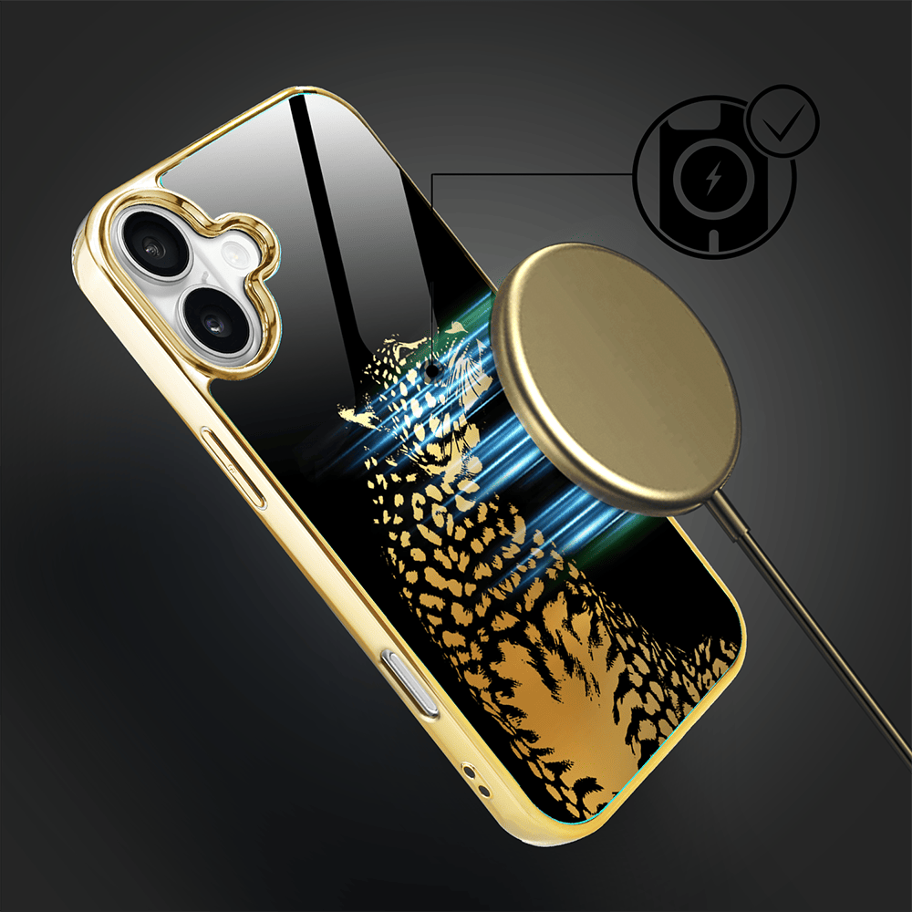 Etui do iPhone 16 IBIZU Elite Glass z MagSafe Golden Midnight, Lampart, złote - obrazek 7