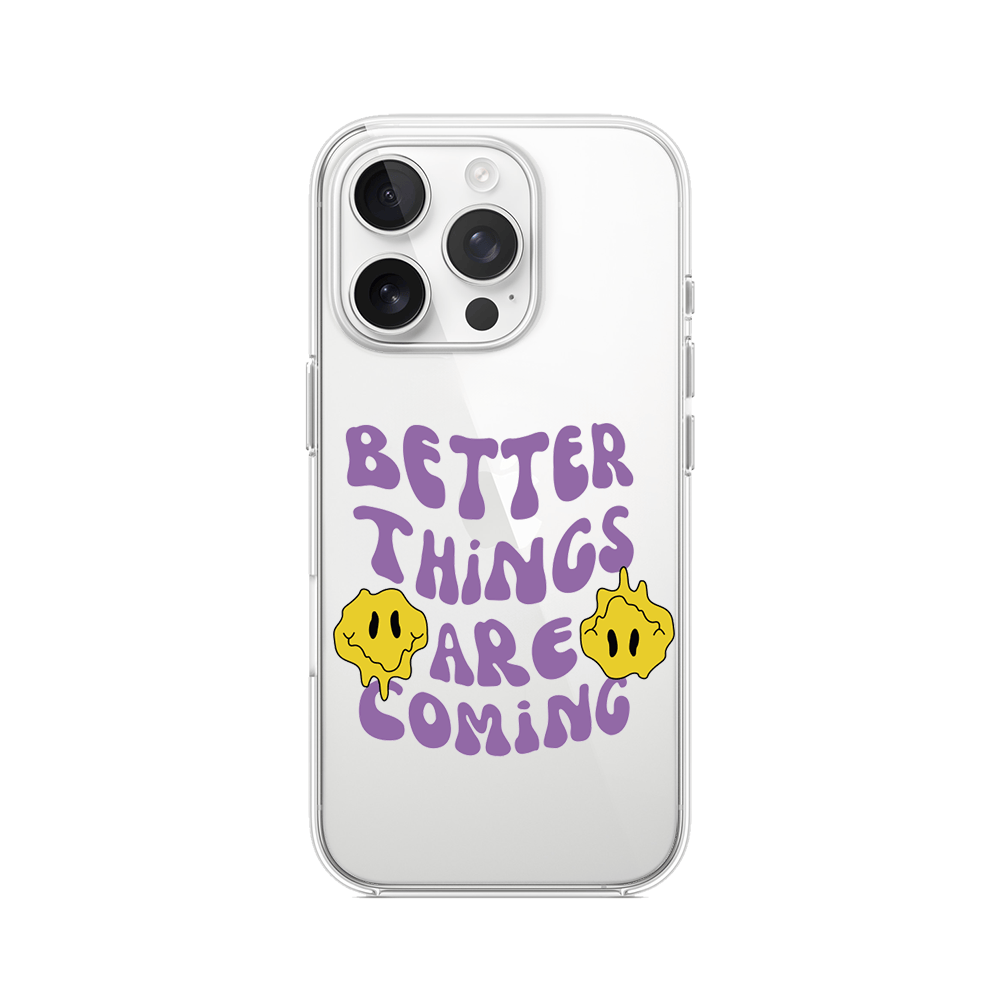 Etui do iPhone 15 Pro przeźroczyste, silikonowe Flexi, Better Things Are Coming