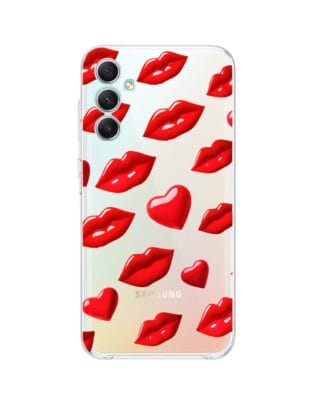 Etui do Samsung Galaxy A34 5G przeźroczyste, silikonowe Flexi, czerwone usta