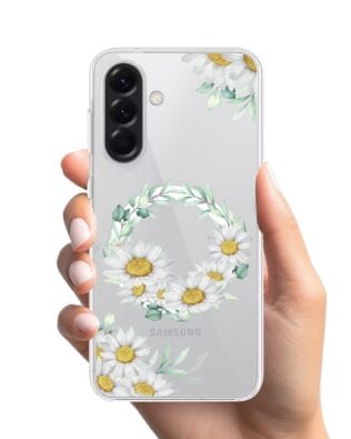 Etui do Samsung Galaxy A56 5G z MagSafe przeźroczyste, silikonowe Flexi, wianek stokrotek