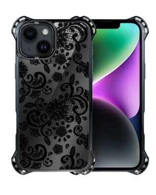 Etui do iPhone 14 IBIZU DropGuard Ultra z MagSafe, Midnight, Koronkowa czerń