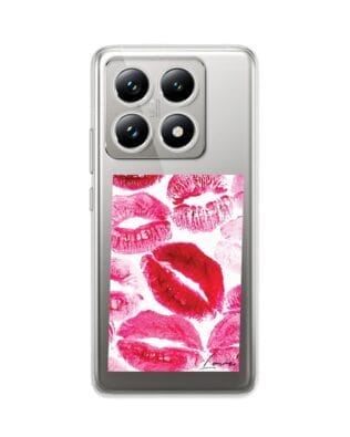 Etui do Xiaomi 14T przeźroczyste, silikonowe Flexi, pocałunki z napisem „love”