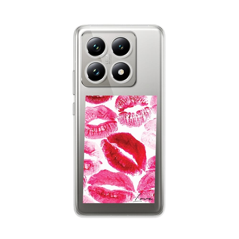 Etui do Xiaomi 14T przeźroczyste, silikonowe Flexi, pocałunki z napisem "love"