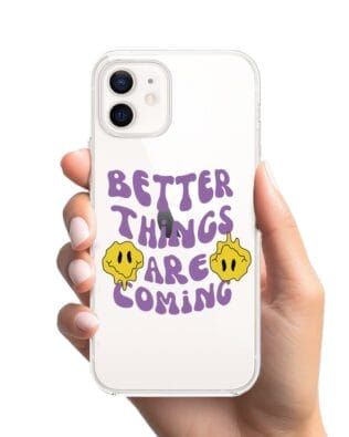 Etui do iPhone 12 Mini przeźroczyste, silikonowe Flexi, Better Things Are Coming