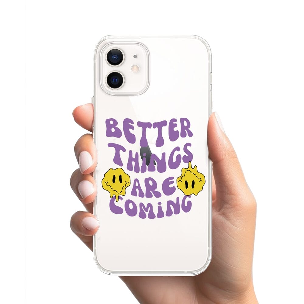 Etui do iPhone 12 Mini przeźroczyste, silikonowe Flexi, Better Things Are Coming - obrazek 2