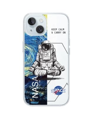 Etui do iPhone 15 przeźroczyste, silikonowe Flexi, Keep Calm in Cosmos