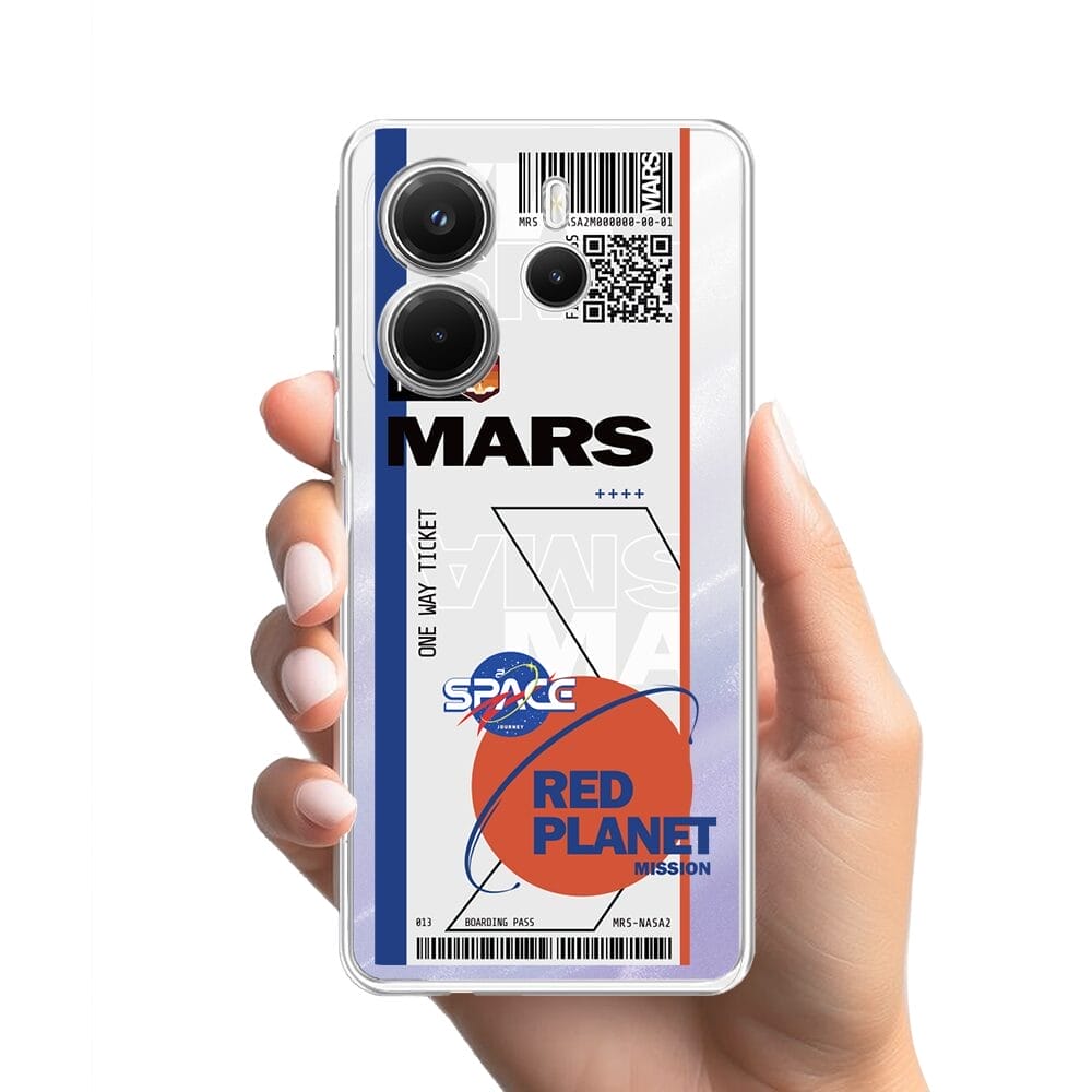 Etui do Xiaomi Redmi Note 14 4G przeźroczyste, silikonowe Flexi, bilet na Mars - obrazek 2