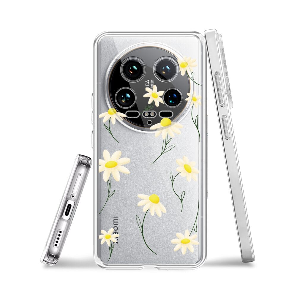 Etui do Xiaomi 14 Ultra przeźroczyste, silikonowe Flexi, stokrotki - obrazek 3