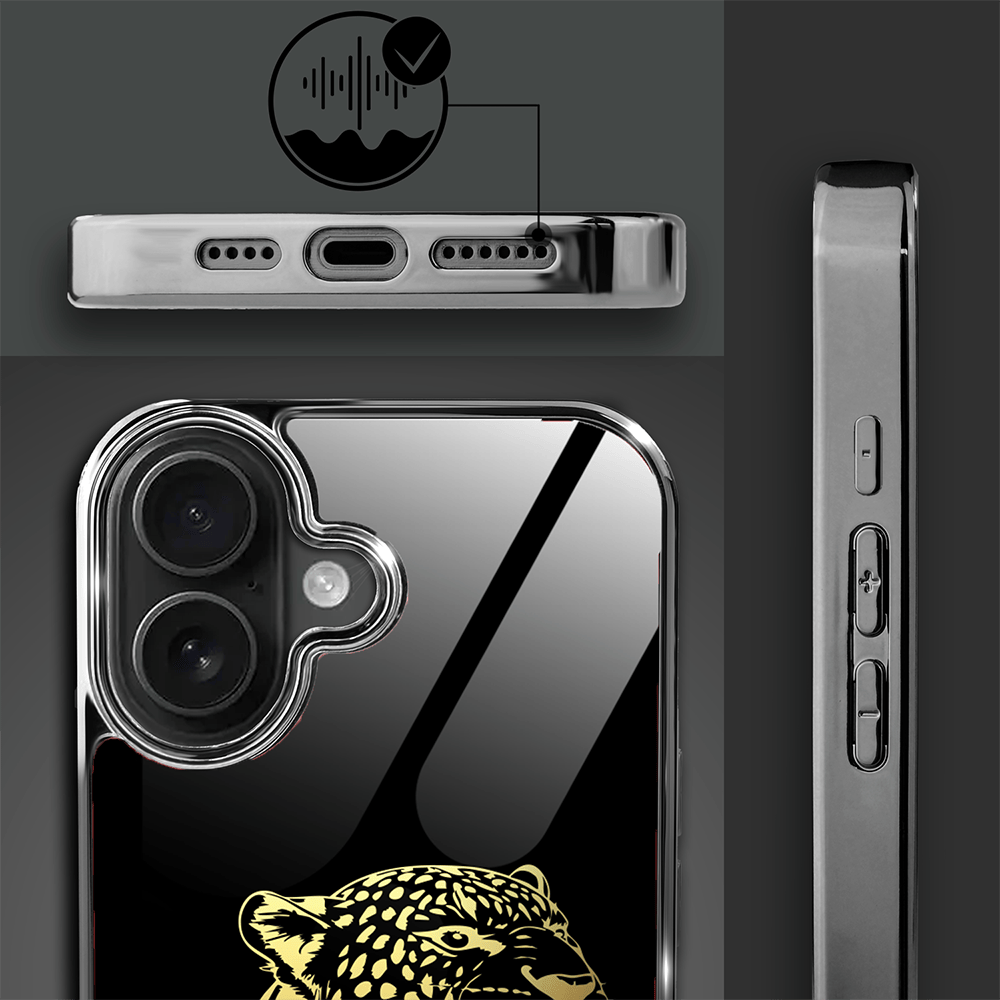 Etui do iPhone 16 IBIZU Elite Glass z MagSafe Golden Midnight, Ryczący Jaguar, czarne - obrazek 3