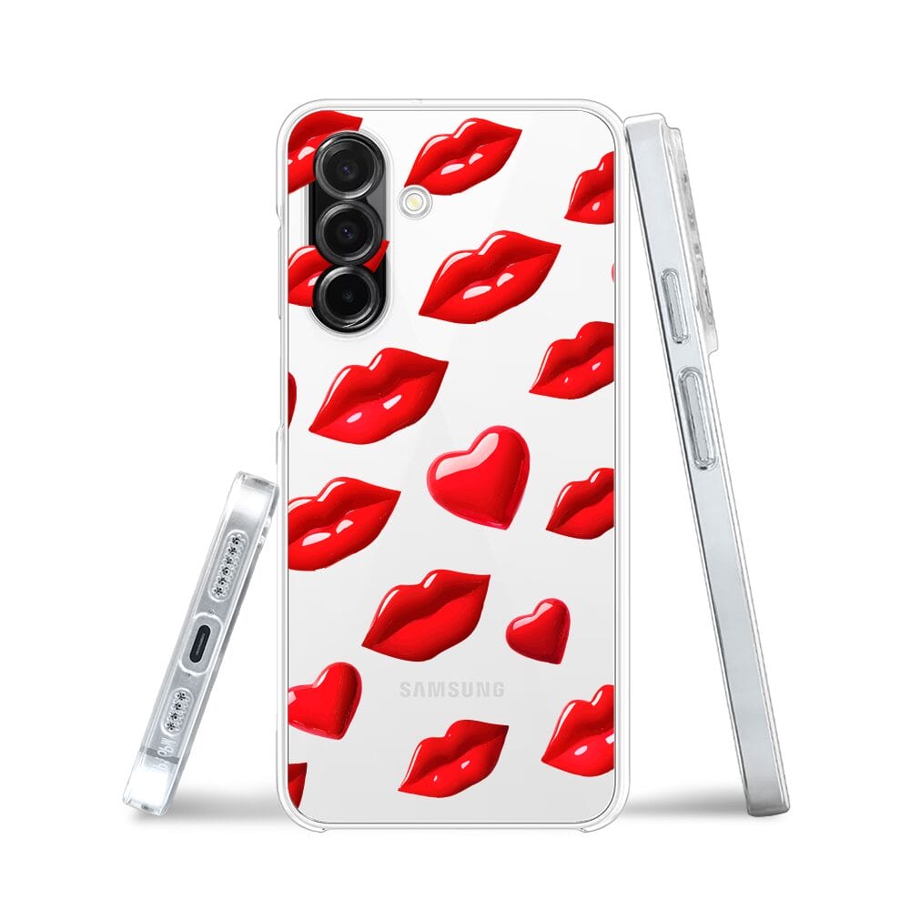 Etui do Samsung Galaxy A26 5G przeźroczyste, silikonowe Flexi, czerwone usta - obrazek 3