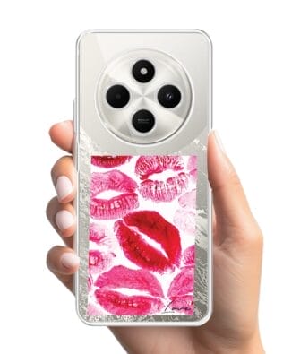 Etui do Xiaomi POCO C75 przeźroczyste, silikonowe Flexi, pocałunki z napisem „love”