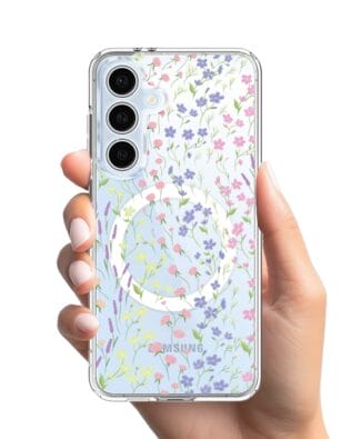 Etui do Samsung Galaxy S24 FE z MagSafe przeźroczyste, silikonowe Flexi, kwiaty polne