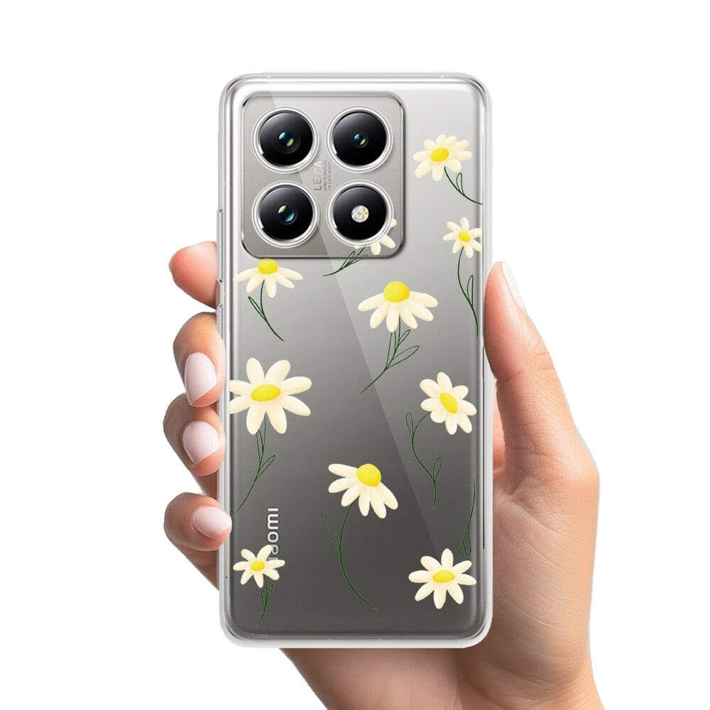 Etui do Xiaomi 14T przeźroczyste, silikonowe Flexi, stokrotki - obrazek 2