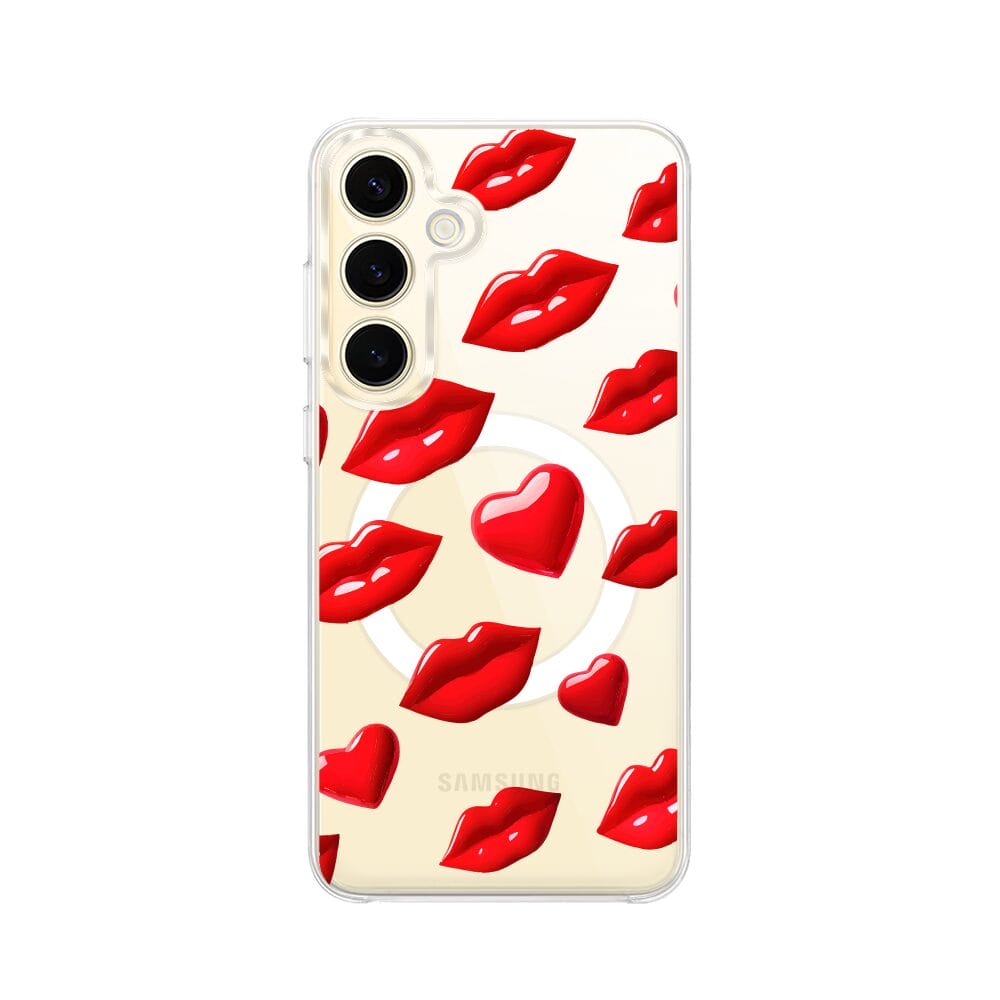 Etui do Samsung Galaxy S24 Plus z MagSafe przeźroczyste, silikonowe Flexi, czerwone usta