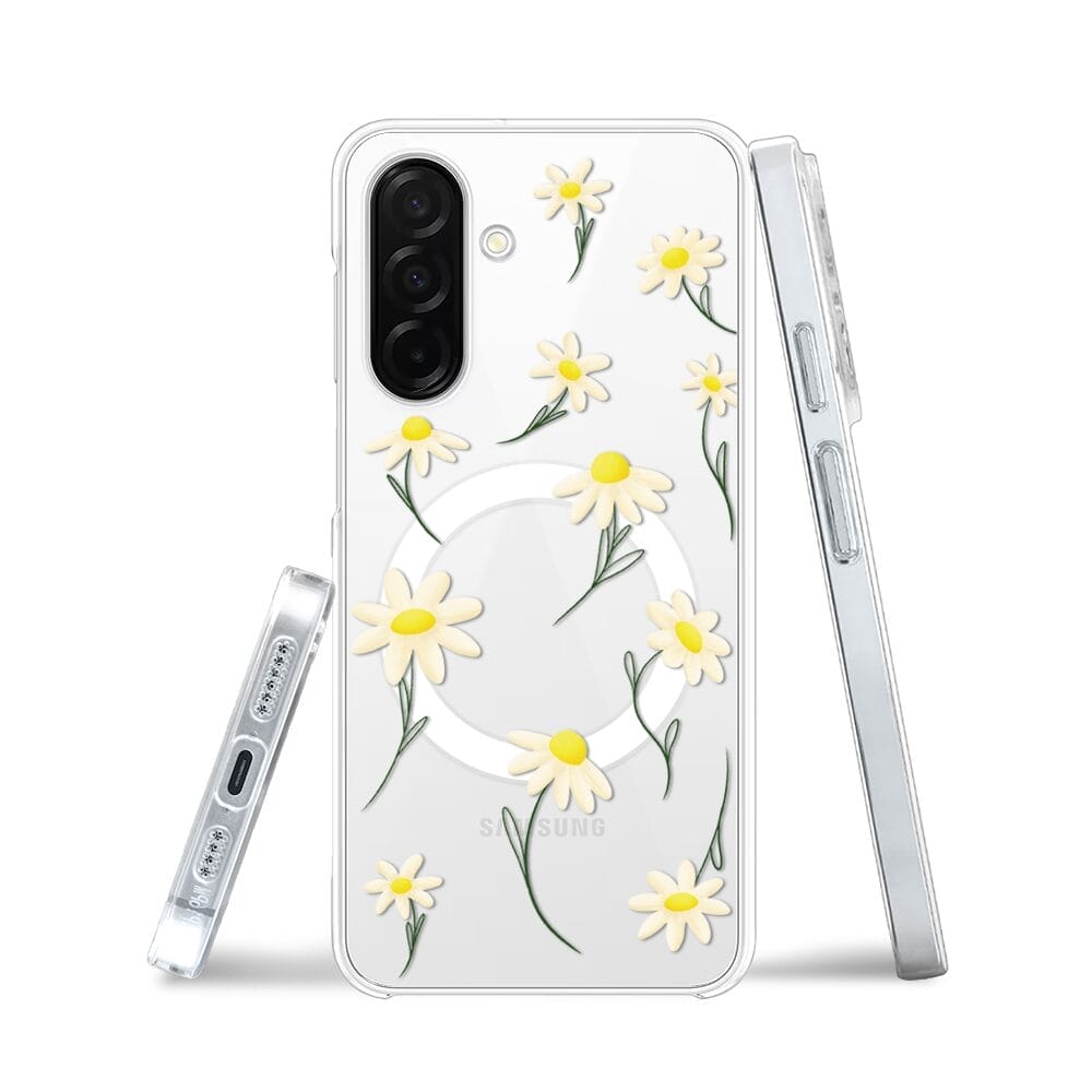 Etui do Samsung Galaxy A26 5G z MagSafe przeźroczyste, silikonowe Flexi, stokrotki - obrazek 3